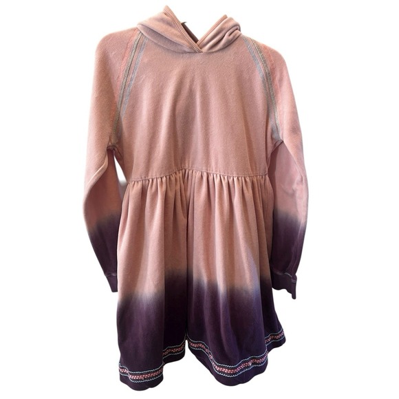 Matilda Jane Just Imagine Velour Pink Purple OMBRÉ Long Sleeve Hooded Dress 16 - Picture 1 of 7
